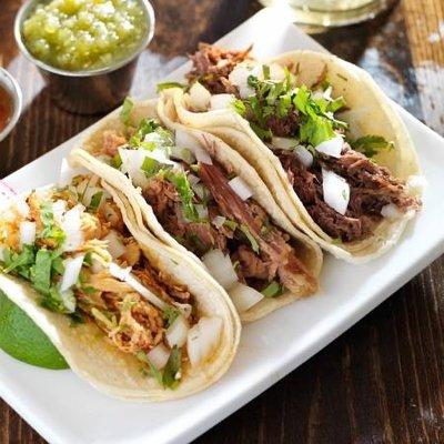 Chicken, Carne Asada & Carnitas Tacos