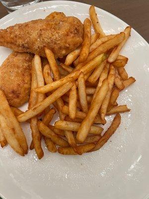 Kids meal chicken strips and fries