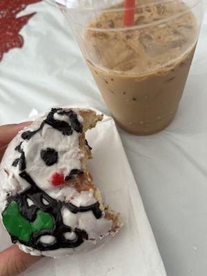 hello kitty donut with their Vanilla Iced Coffee