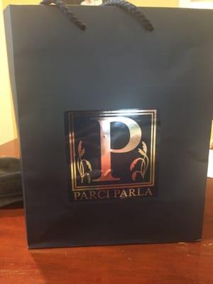 My gift bag from Parci parla home decor store