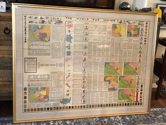 Rare WWI Chart framed as a gift with museum plexiglass