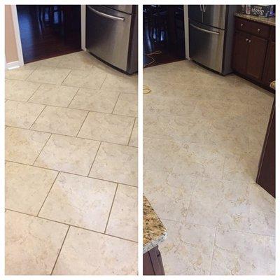 Tile and grout cleaning. Before/After