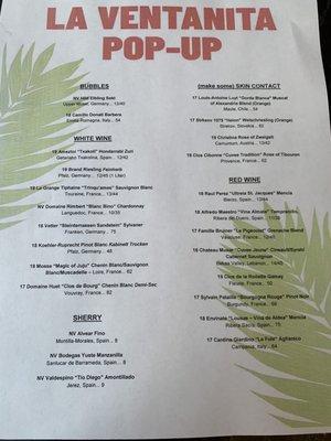 La Ventanita Pop-up menu