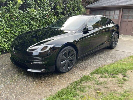 Tesla Model S wrapped by Midnight Window Tinting.