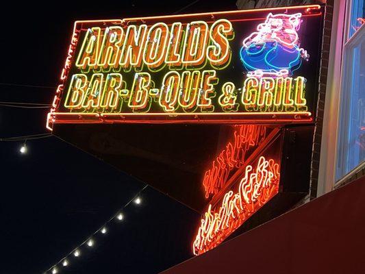 Neon sign out front.