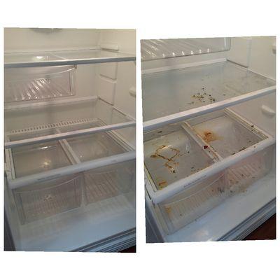 Before & After of deep cleaning of a fridge