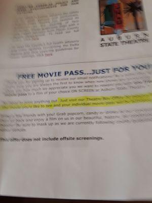 Wow. Get one free pass September 15, 2021.