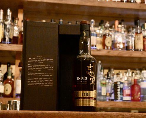 Indri Dru Cask Strength, an award winning single malt!