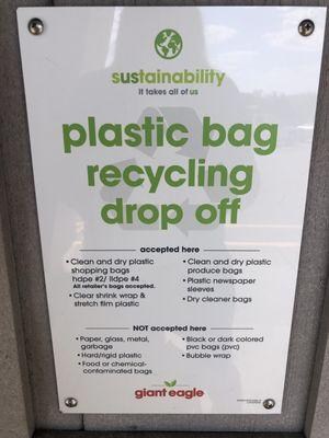 Plastic bag recycling drop-off guidelines