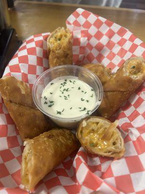 Buffalo chicken egg rolls