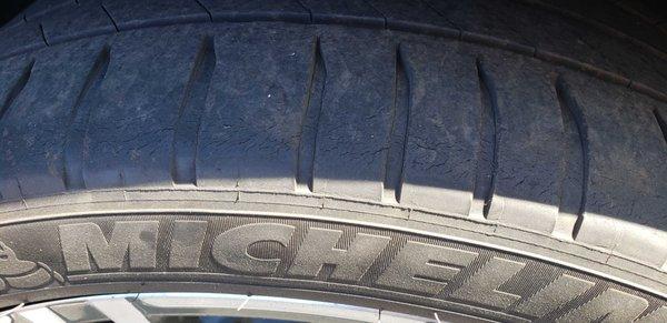 Dry rotted 4 year old tires.