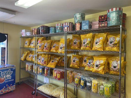 Bags of popcorn, different flavors, different sizes