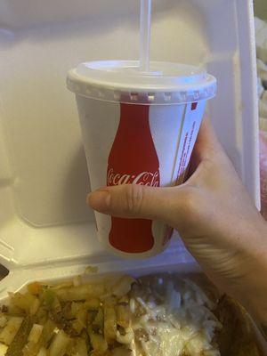 This tiny rotten horchata was $6 ewww look at the uncooked unseasoned prison ass potatoes too yuck!!!