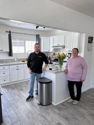 Jamie, CEO and General Contractor after completing a beautiful Kitchen remodel for our client.