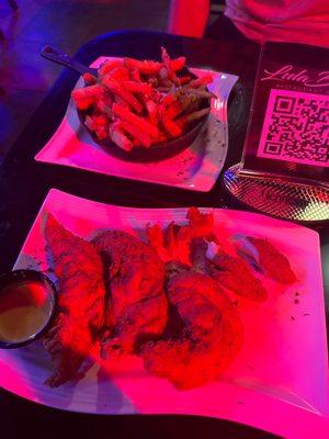 Truffle fries and hand battered chicken tenders