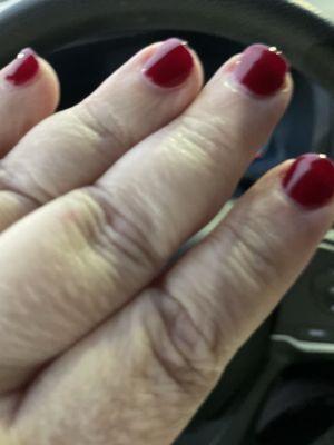 Gel Mani by Mindy in "Deepest Scarlet" shade.