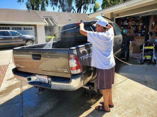 Pressure washer is a boys best friend.