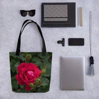 Red Rose all over print eco-friendly tote bag