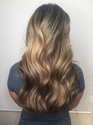 Blond balayage on dark hair