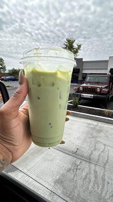 Iced Matcha Latte with Oat Milk