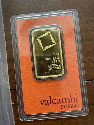 1oz Gold Valcambi Bar