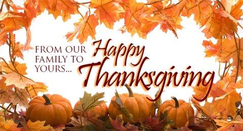 We will be close November 23th           Happy Thanksgiving