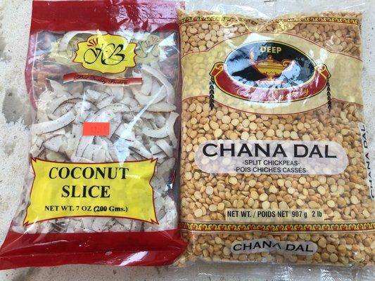 Coconut Slices and Chana Dal