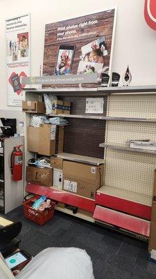 The space she could've easily placed them in and the basket on the floor in front of the fire extinguisher...