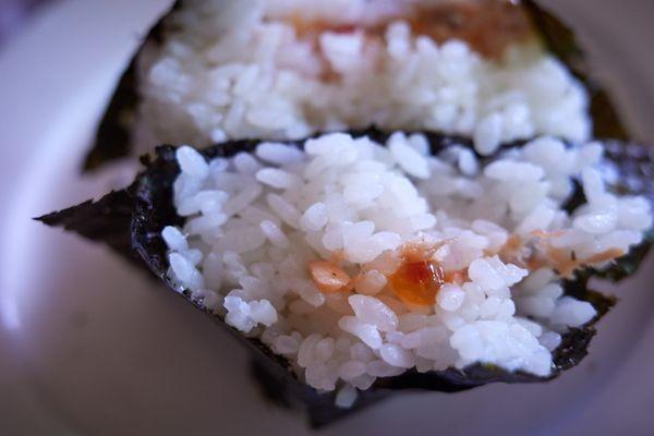 Two of two ikura in the salmon ikura musubi