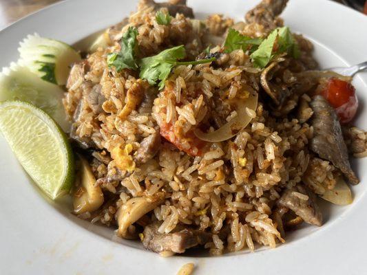 Tom Yum Fried Rice with Beef.