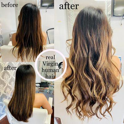 Natural looking balayage Extensions custom color