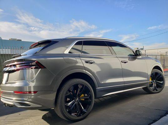 Audi with Gloss Black wheels powder coated. Keeping it Glossy!