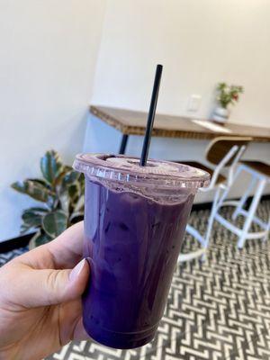 Blackberry Ube iced latte