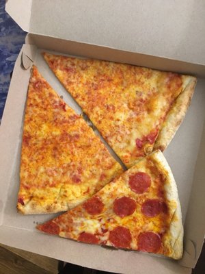 Cheese and pepperoni slices. Good