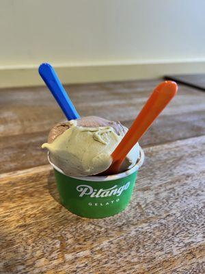 Pistachio and chocolate hazelnut gelato