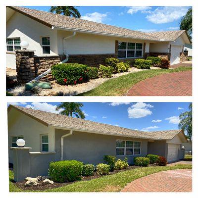 Stone Removal, Smooth Stucco Application