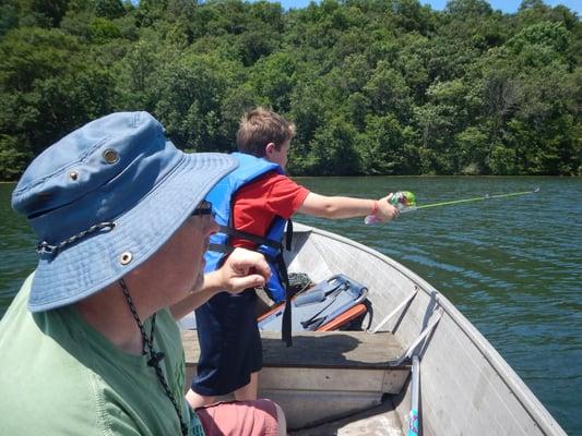 We rented a great little boat and trailer that came with a trolling motor, battery and battery charger.