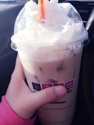 Ice latte with cream top