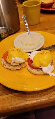 Eggs Benedict with tomato instead of ham.