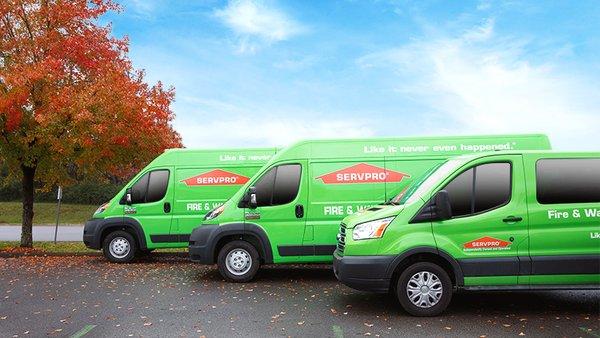 Servpro Vans ready for Action.