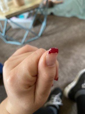 Chipped corner an hour after nail appointment