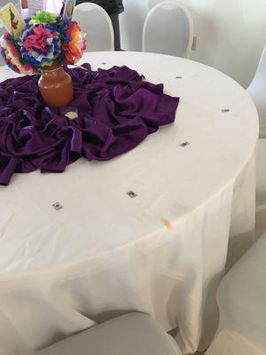 Stained table linens