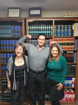 Left to Right:
 Annie Martinez- Our Brilliant Office Manager
 Joel Renteria- Our Main Receptionist
 Yliana Tamariz- Our Paralegal Superstar