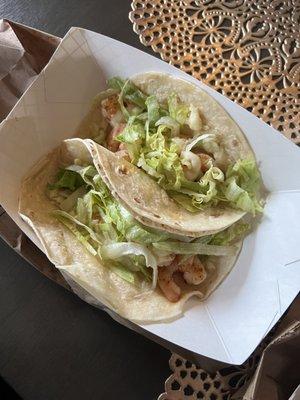 Chicken soft taco and shrimp soft taco