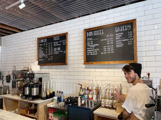 Menu and one of our favorite baristas!