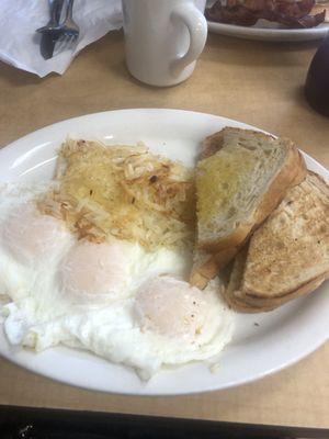 Undercooked potatoes , eggs , toast