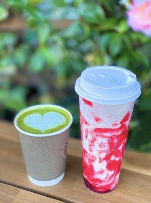 Honeydew Matcha Latte Tea & Strawberry Milk Tea Granita (green tea based) | $6.49 each