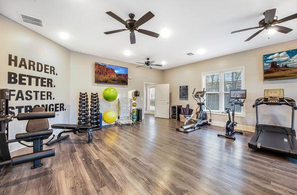 24/7 Fitness Center at the Legacy at Baldwin Ridge Apartments in Burlington, NC