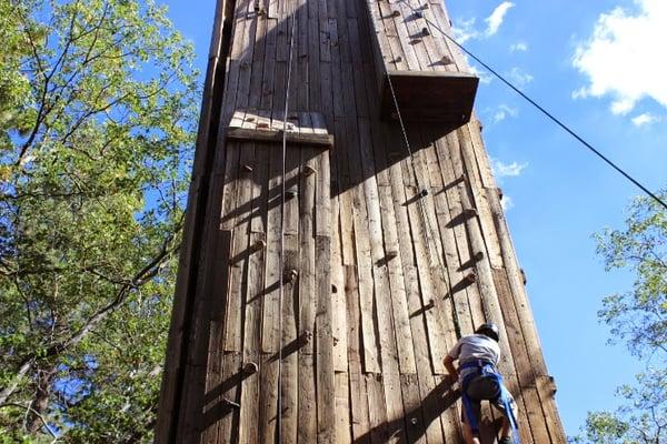 Climbing wall at 6th grade outdoor camp.