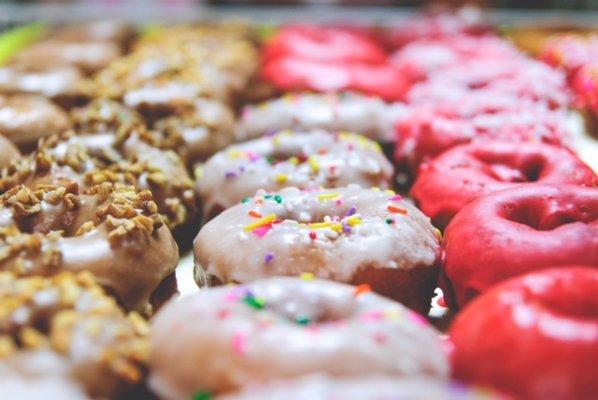 Donuts however you want them-flavored icing, sprinkles, bacon, pecans for toppings-delicious!